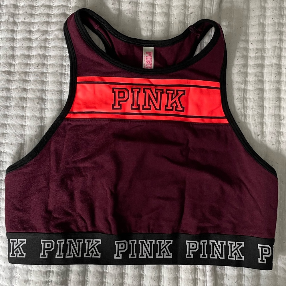 PINK maroon highneck bralette